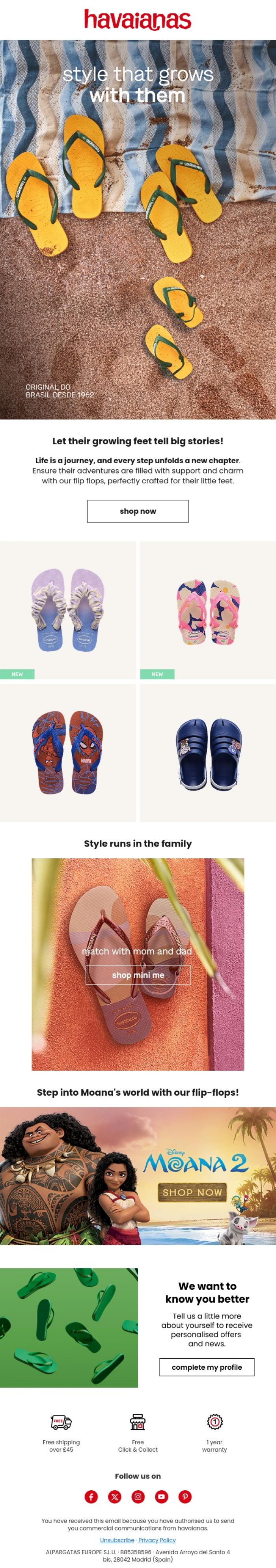 Email Design Inspiration from Havaianas, Little feet, big style 👣