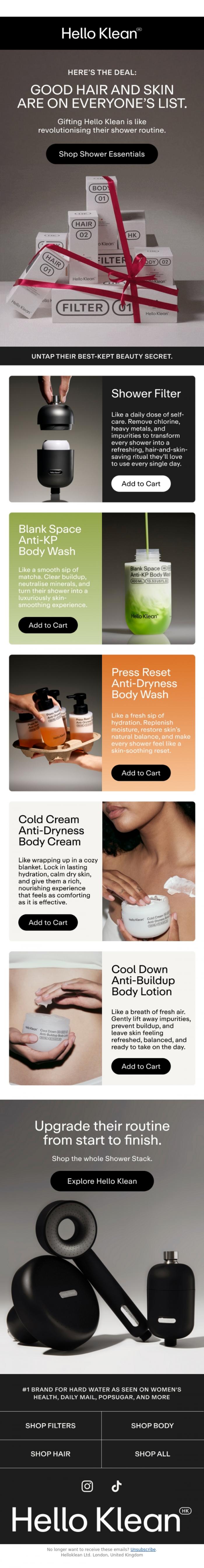 Email Design Inspiration from Hello Klean, Wishlist: granted ✅