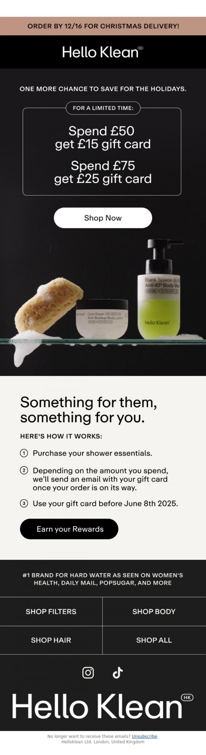 Email Design Inspiration from Hello Klean, Want a &pound;25 gift card?