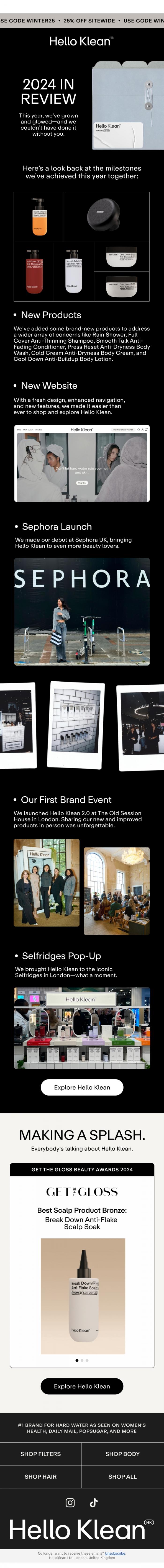 Email Design Inspiration from Hello Klean, Rinse Report: 2024