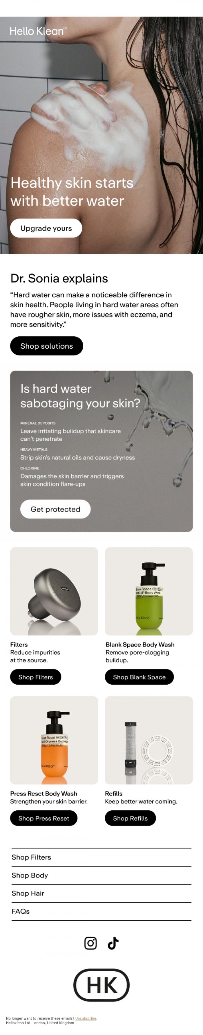 Email Design Inspiration from Hello Klean, Get healthier skin