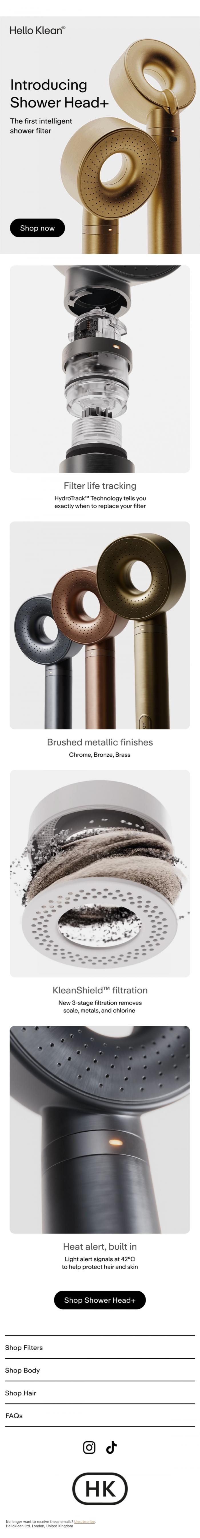 Email Design Inspiration from Hello Klean, Meet Shower Head+