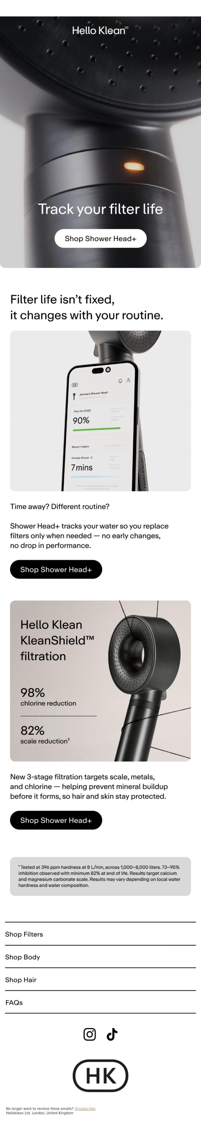 Email Design Inspiration from Hello Klean, Filtration has an expiry date