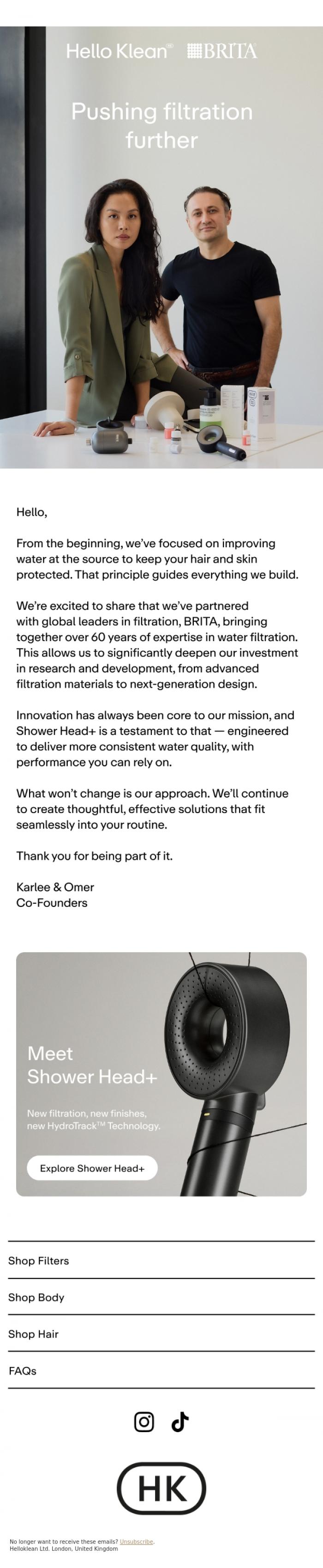Email Design Inspiration from Hello Klean, Backed by filtration experts
