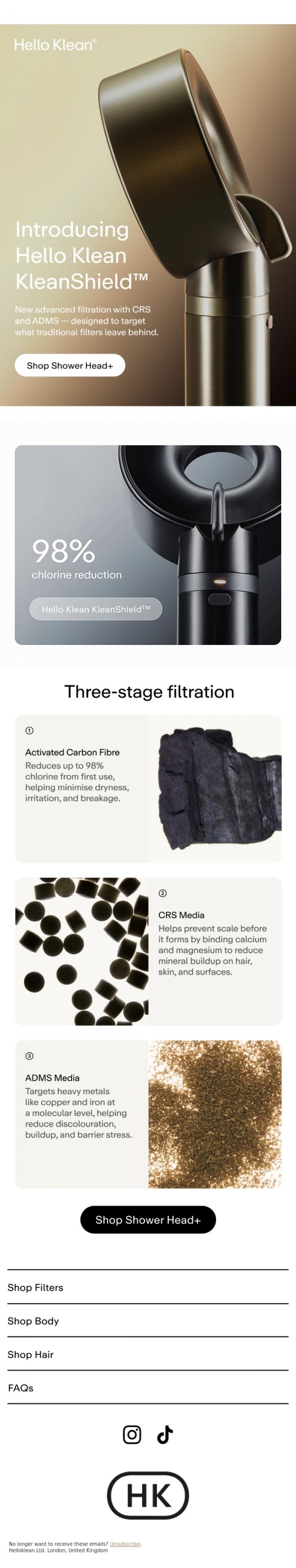 Email Design Inspiration from Hello Klean, New scale protection, built in