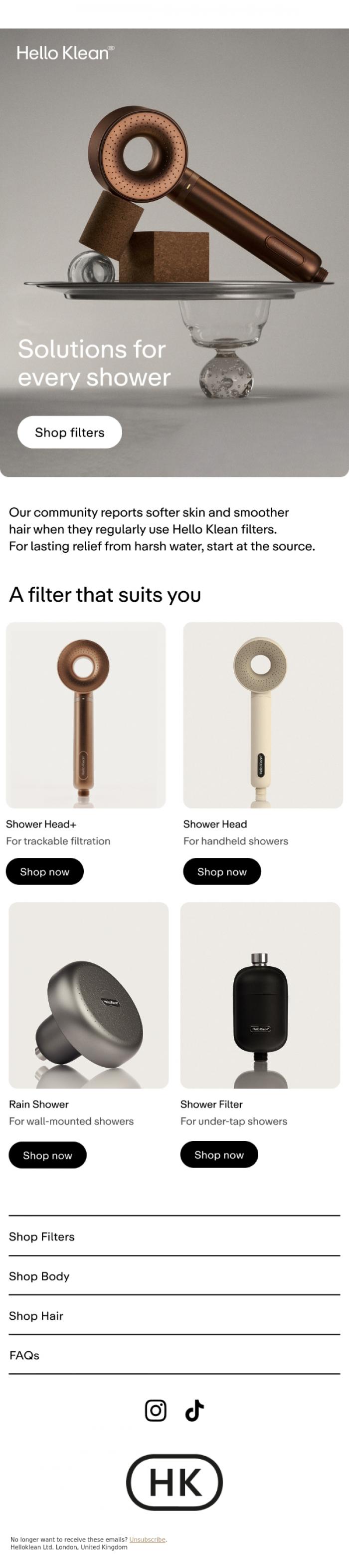 Email Design Inspiration from Hello Klean, Filtration, designed for you