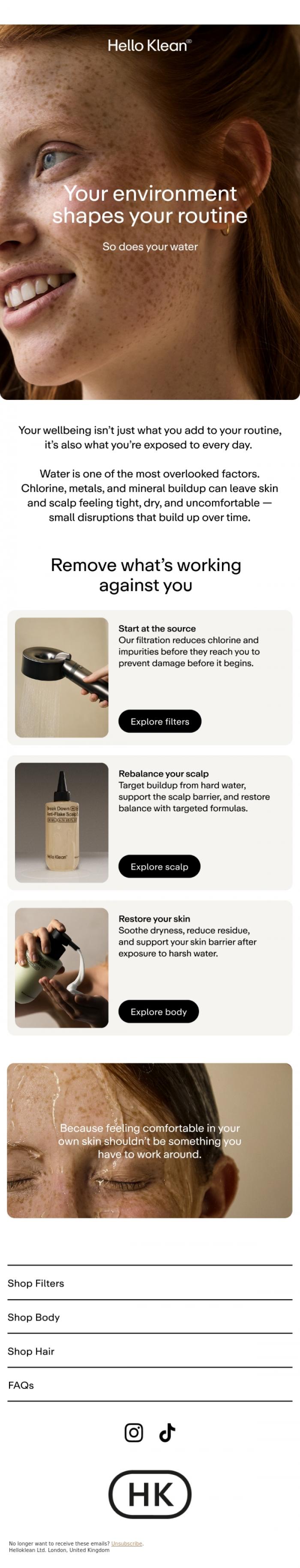 Email Design Inspiration from Hello Klean, The part of your routine you don't see