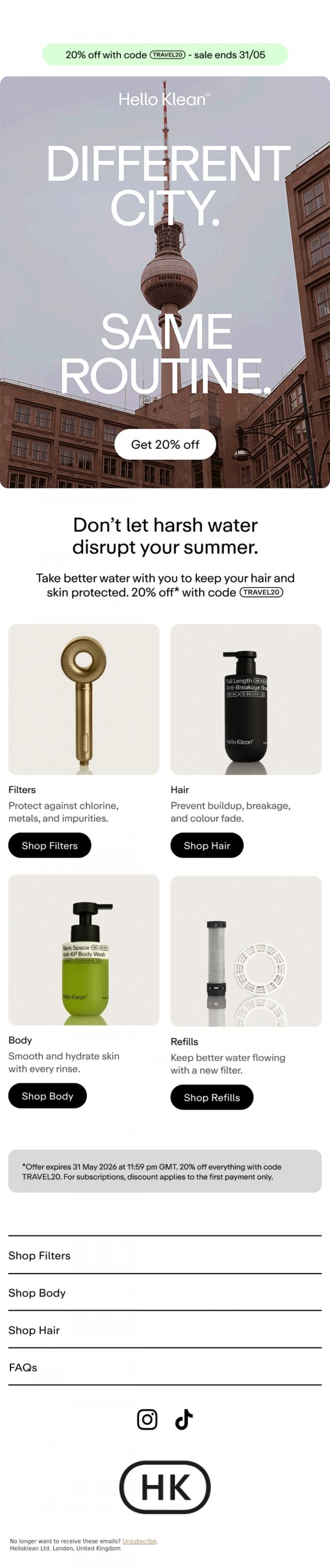 Email Design Inspiration from Hello Klean, Take better water with you