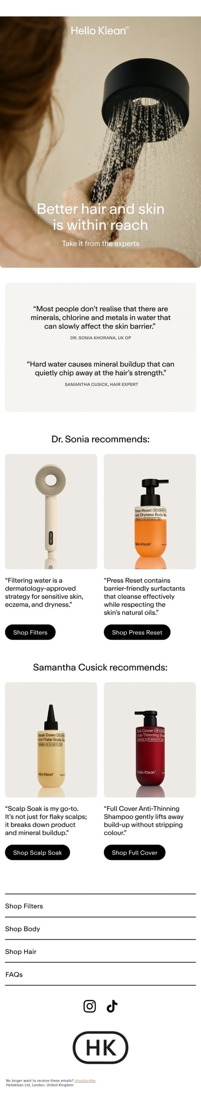 Email Design Inspiration from Hello Klean, Want to untap better hair and skin?