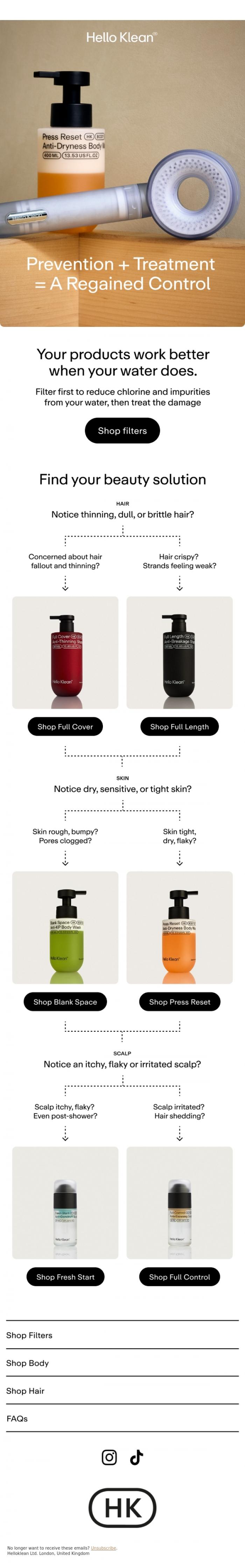 Email Design Inspiration from Hello Klean, Want to regain control?