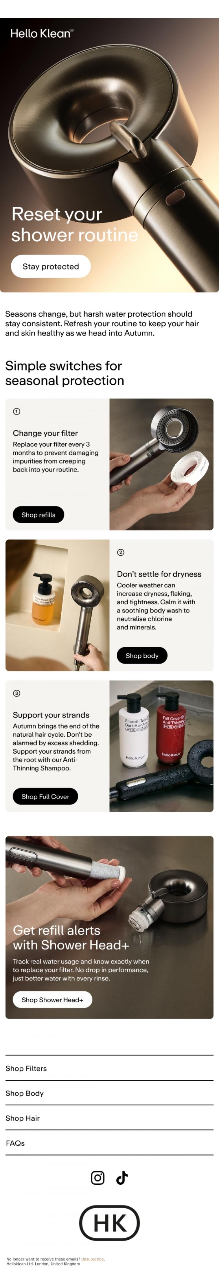 Email Design Inspiration from Hello Klean, Don't let your routine fall short