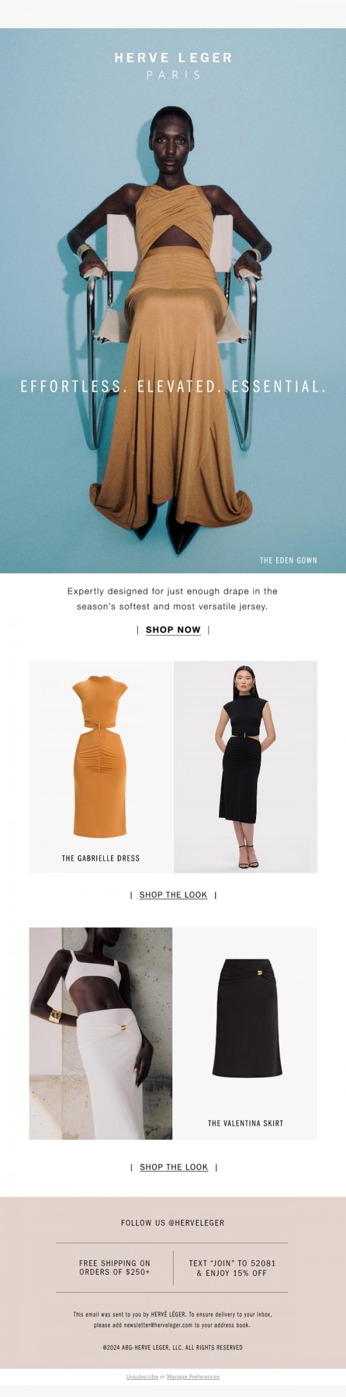 Email Design Inspiration from Herve Leger, The Jersey Standard