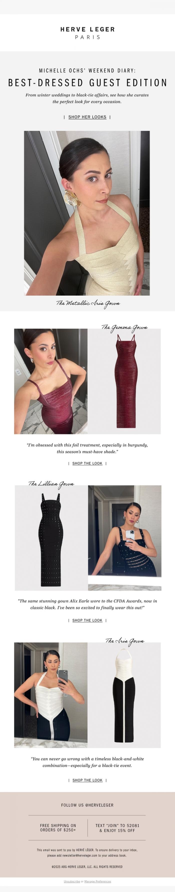 Email Design Inspiration from Herve Leger, Creative Director Michelle Ochs: Weekend Diary