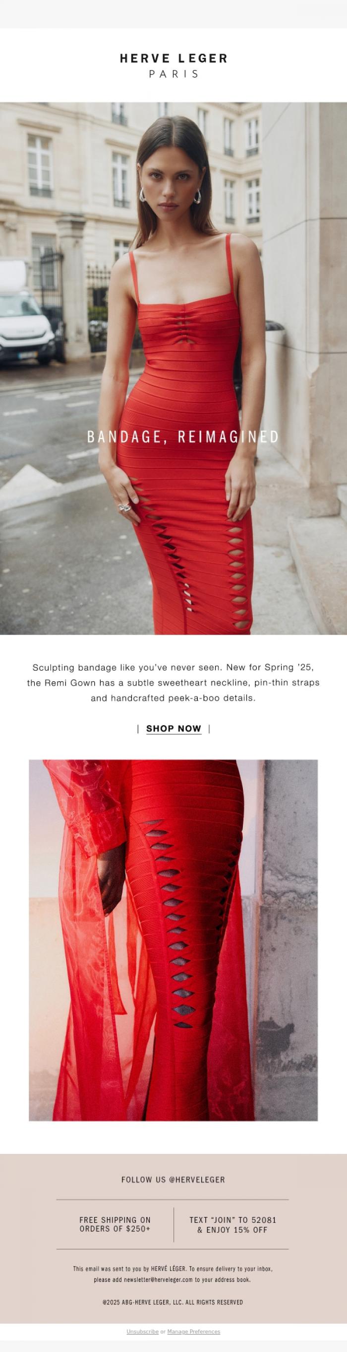 Email Design Inspiration from Herve Leger, A New Twist On Bandage