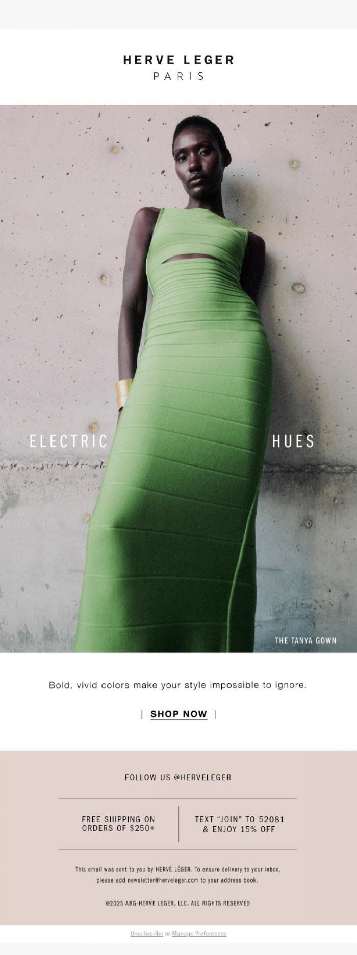 Email Design Inspiration from Herve Leger, Daydream in Color