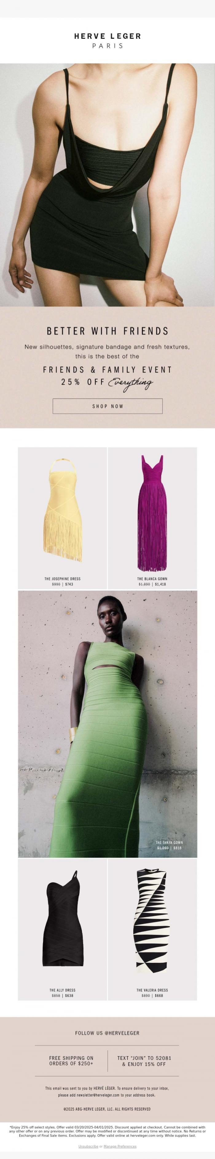 Email Design Inspiration from Herve Leger, The Sale Edit. Only The Best