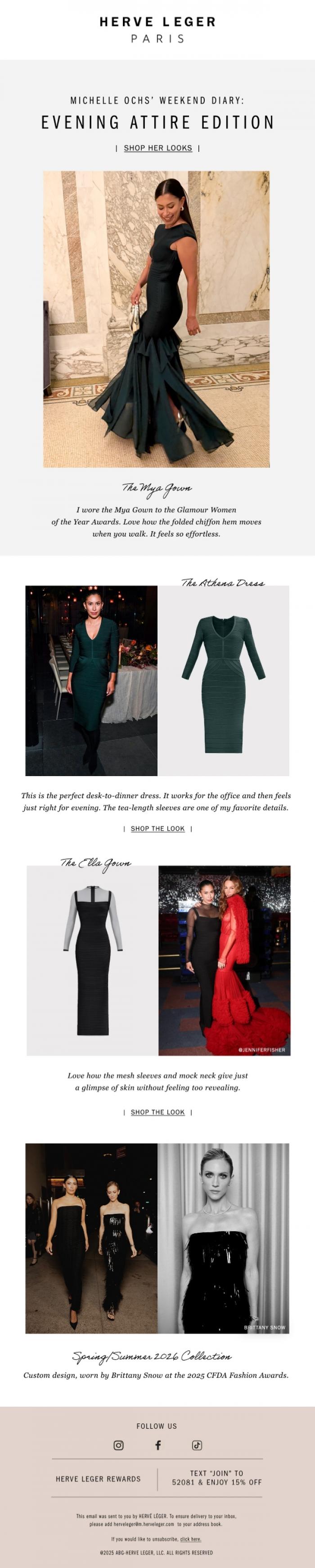 Email Design Inspiration from Herve Leger, Creative Director Michelle Ochs: Weekend Diary