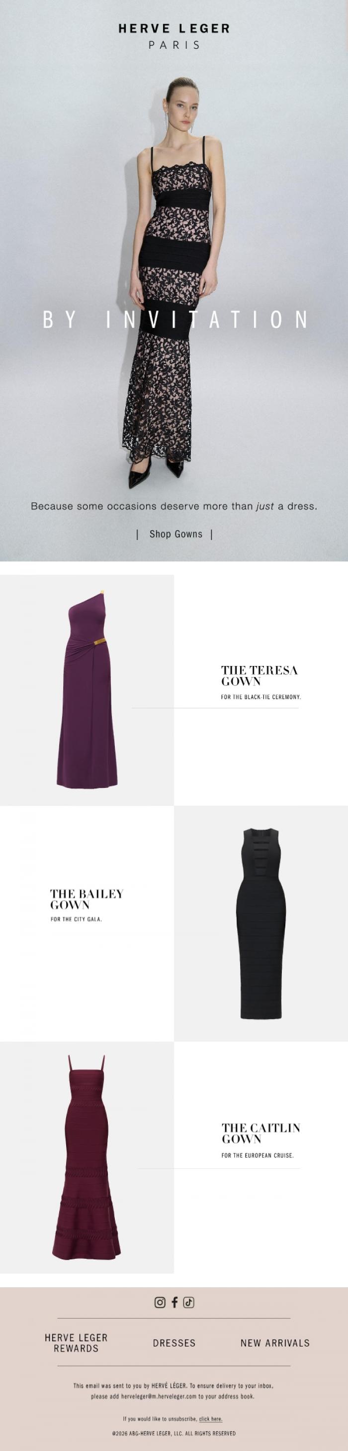 Email Design Inspiration from Herve Leger, The Grand Entrance