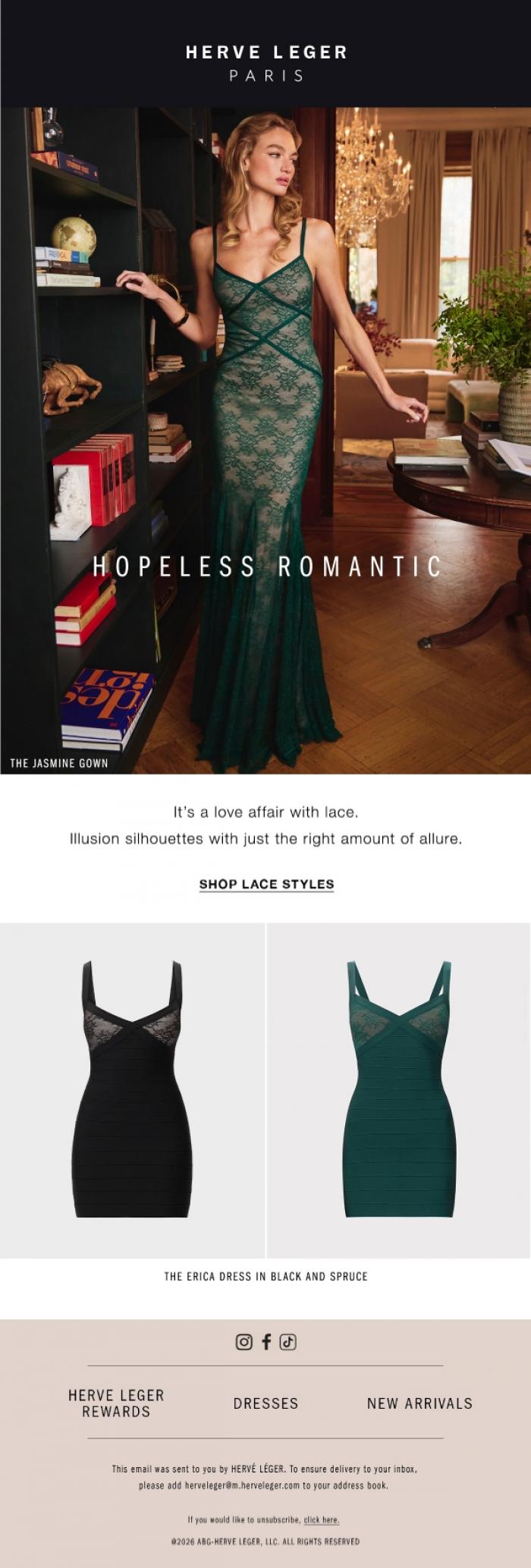 Email Design Inspiration from Herve Leger, The Lace Effect