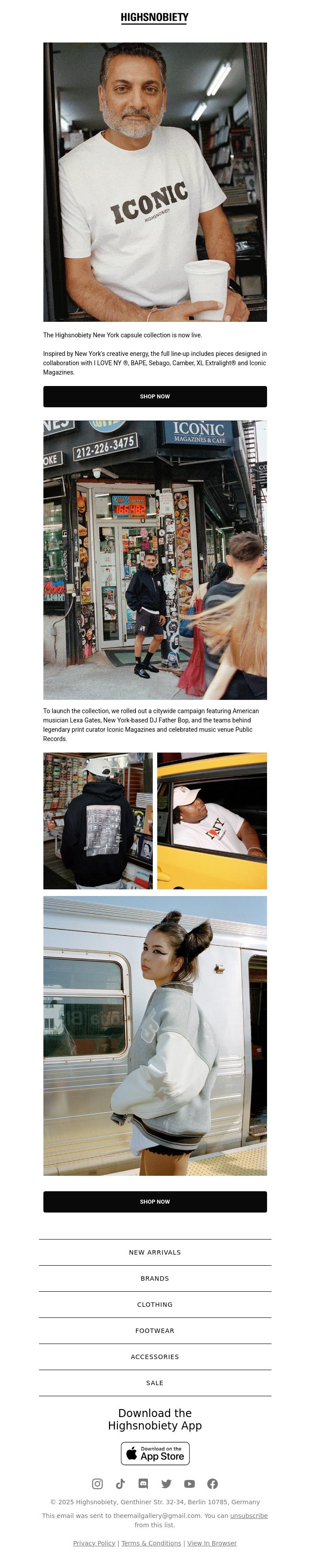 Email Design Inspiration from Highsnobiety Shop, Available Now: Highsnobiety New York