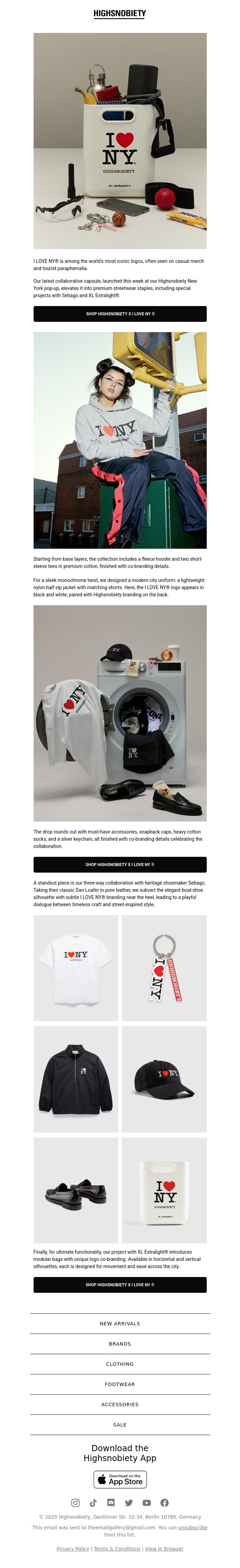 Email Design Inspiration from Highsnobiety Shop, I LOVE NY &reg; x Highsnobiety: Shop Now