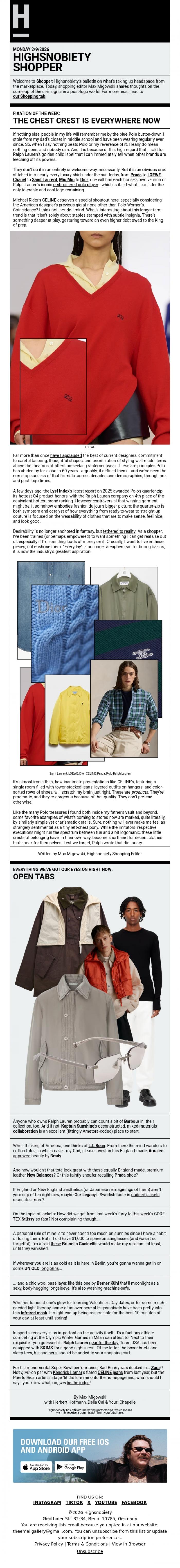 Email Design Inspiration from Highsnobiety Shop, Logos are back, but not in the way you think
