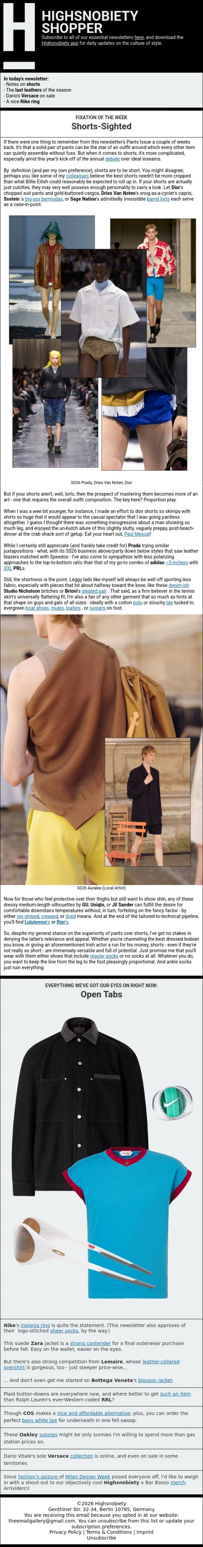 Email Design Inspiration from Highsnobiety Shopper, Are the Best Shorts Actually Just Culottes?