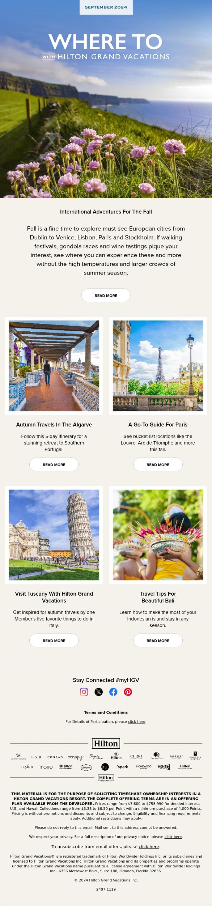 Email Design Inspiration from Hilton Grand Vacations, 🧳 Ready To Travel? Fantastic FALL GETAWAYS For You