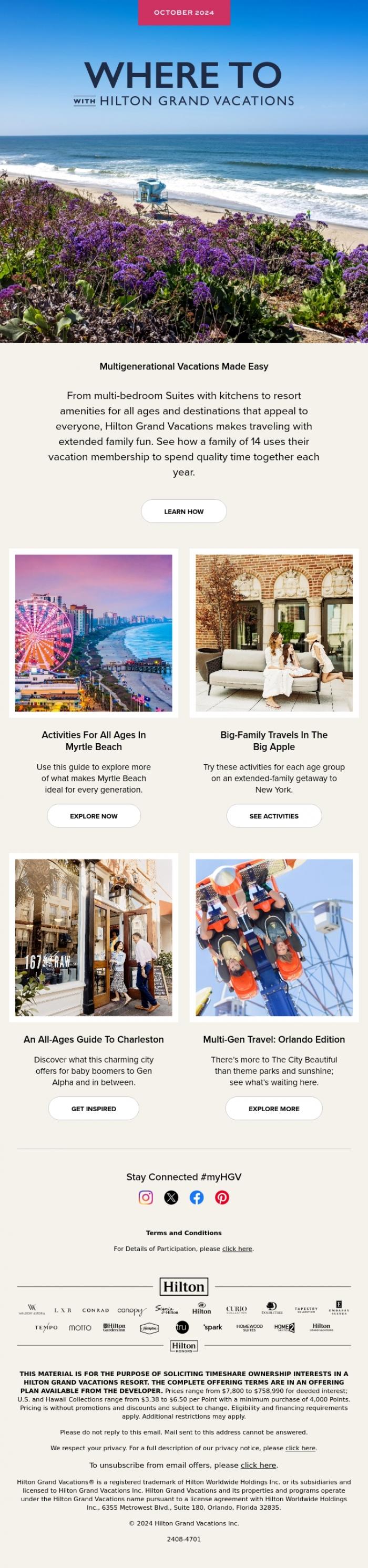 Email Design Inspiration from Hilton Grand Vacations, Get EXCITED For Multi-Gen Getaways 🤗