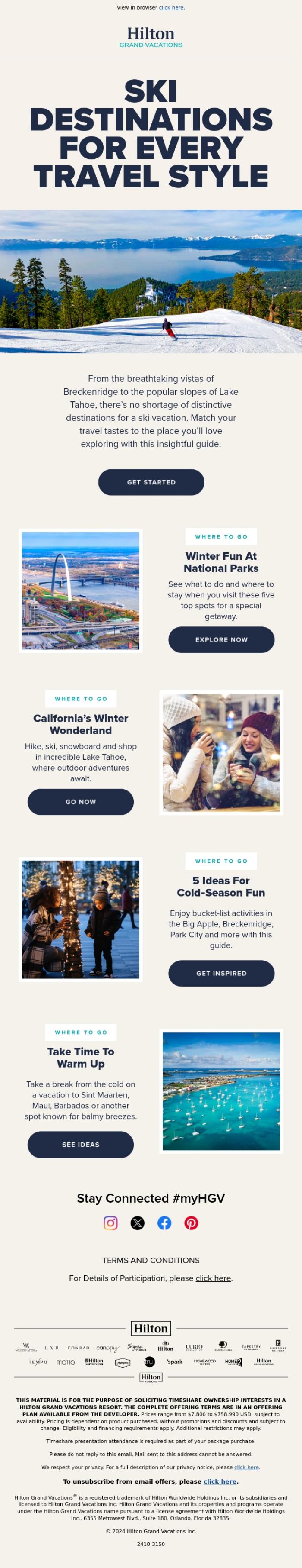 Email Design Inspiration from Hilton Grand Vacations, Where's YOUR Winter Wonderland? ❄️