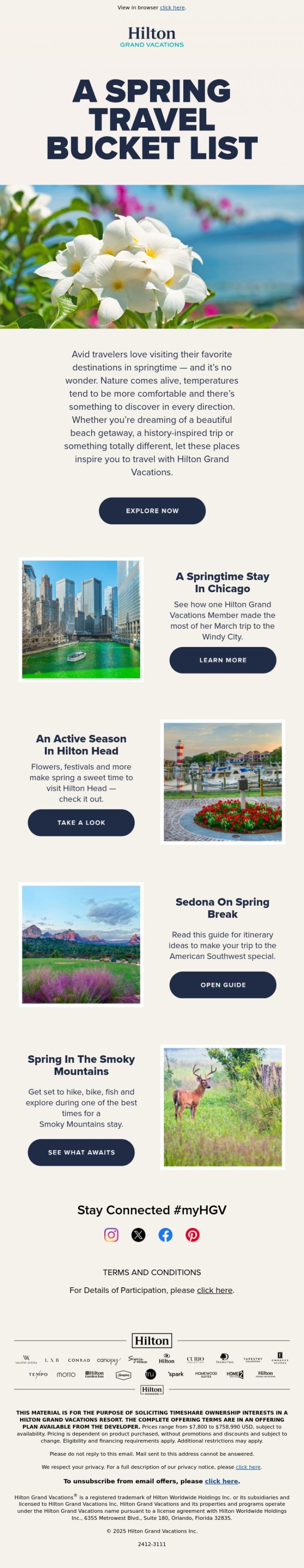 Email Design Inspiration from Hilton Grand Vacations, Think Spring For Your Next Vacation