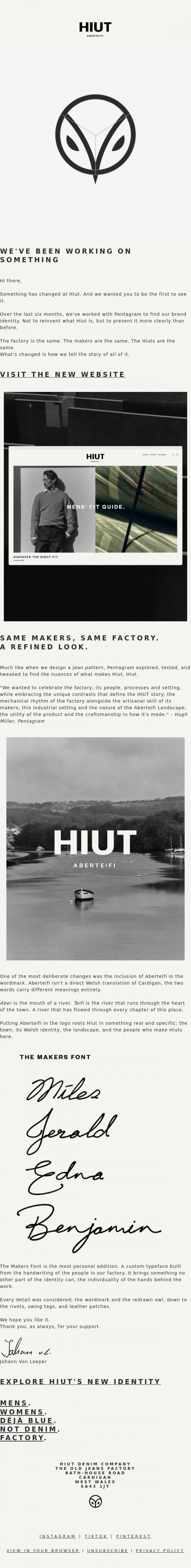 Email Design Inspiration from Hiut Denim Co., The same work, seen more clearly