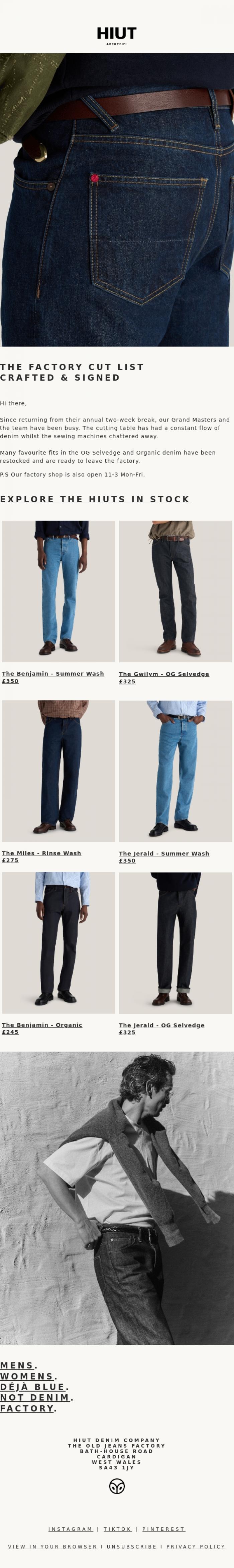 Email Design Inspiration from Hiut Denim Co., Order Now, Wear by Friday