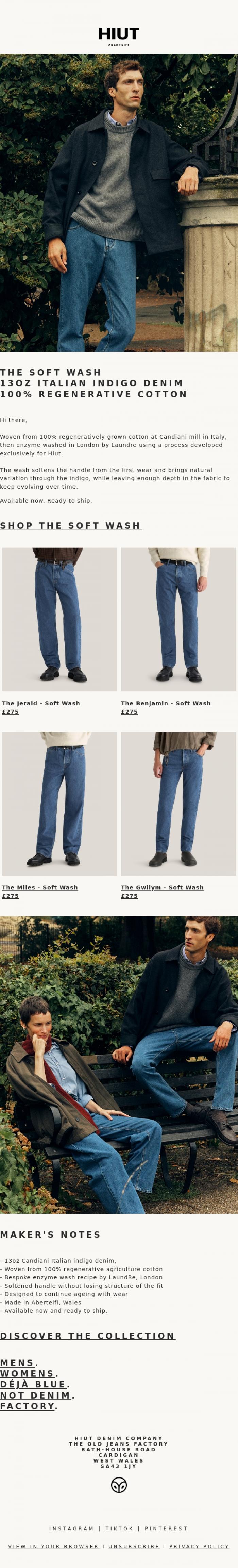 Email Design Inspiration from Hiut Denim Co., Introducing the Soft Wash