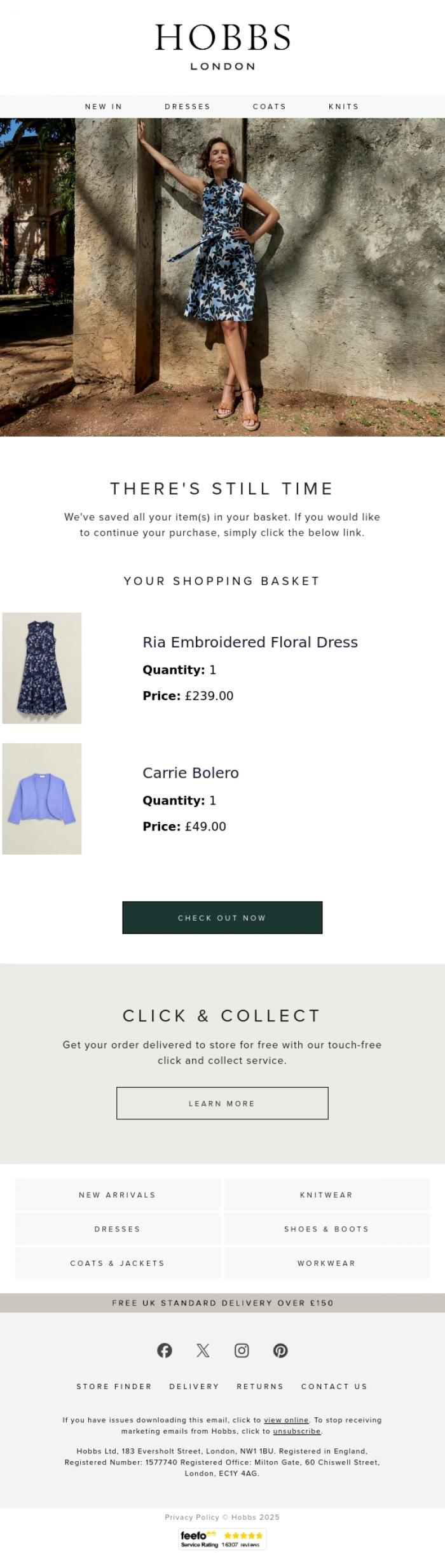 Email Design Inspiration from Hobbs, Your basket's waiting....