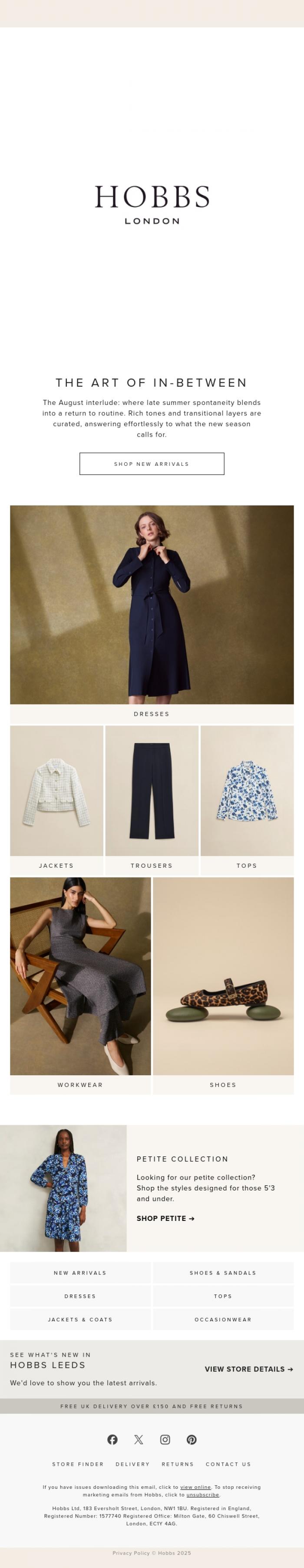 Email Design Inspiration from Hobbs, New collection | The art of in-between.