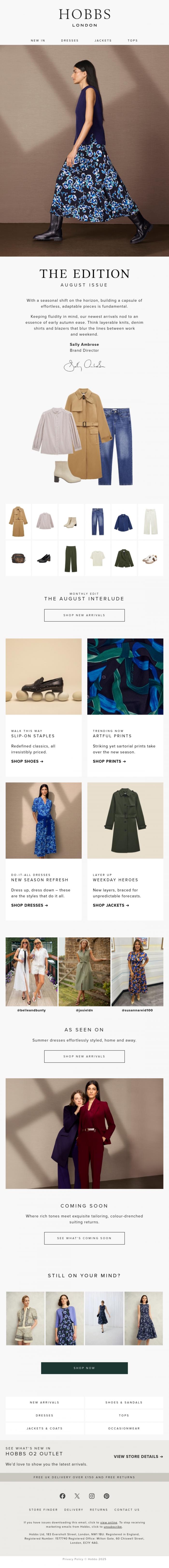 Email Design Inspiration from Hobbs, Issue 08 | Meet this month's newest arrivals.