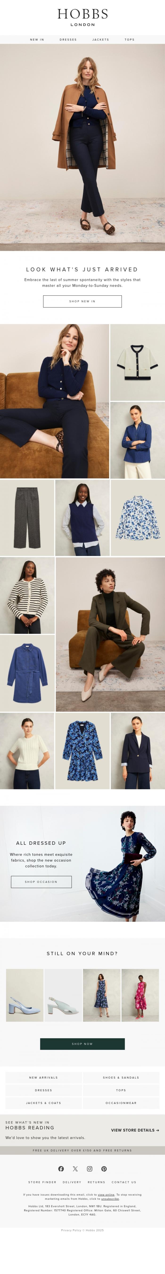 Email Design Inspiration from Hobbs, John, have you seen? Newness this way...