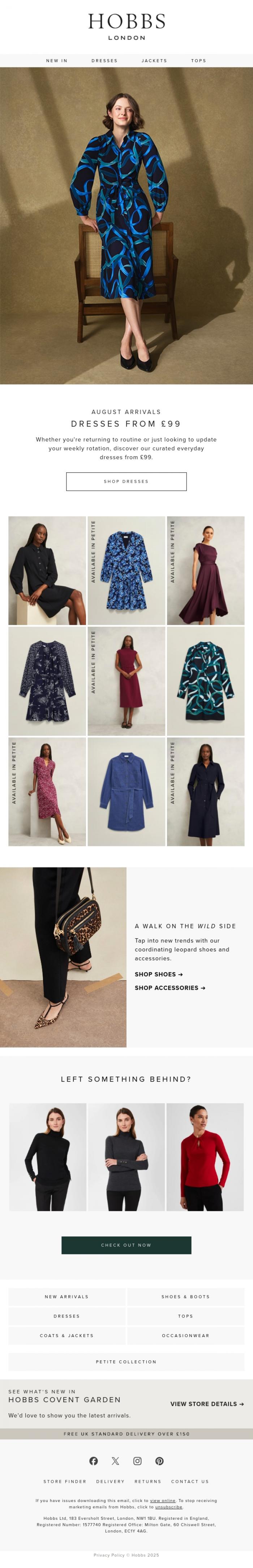 Email Design Inspiration from Hobbs, August arrivals | Dresses from &pound;99.