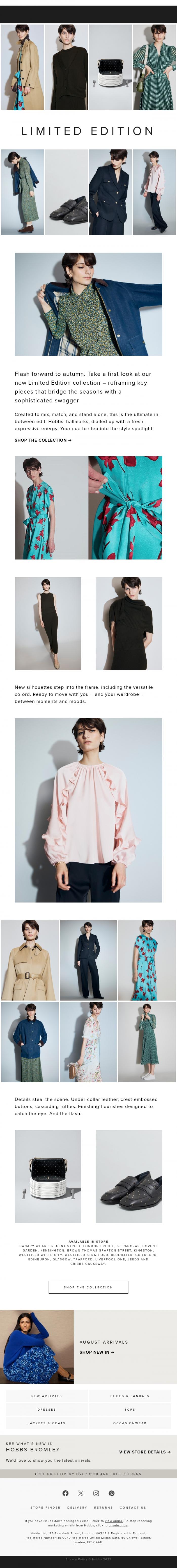 Email Design Inspiration from Hobbs, Newsflash: Limited Edition preview inside!