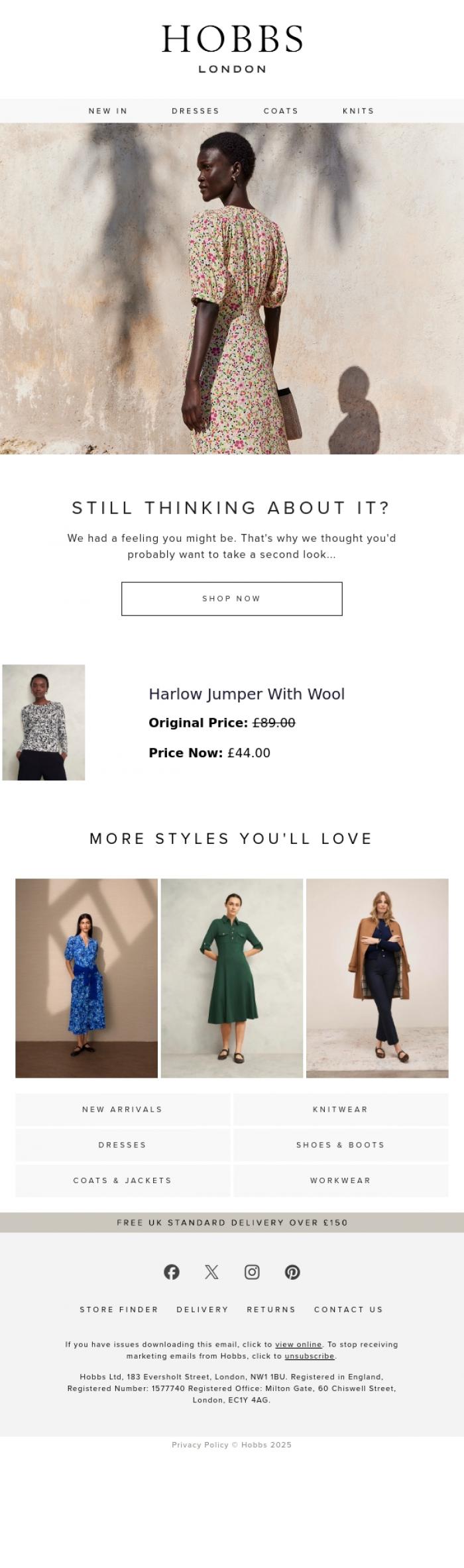 Email Design Inspiration from Hobbs, Can't make your mind up? Take another look.