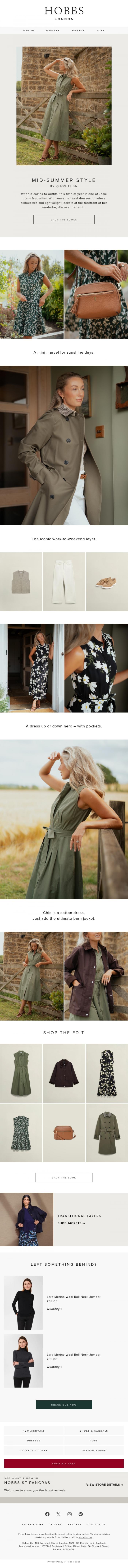 Email Design Inspiration from Hobbs, Mid-summer style: The @josieldn edit.