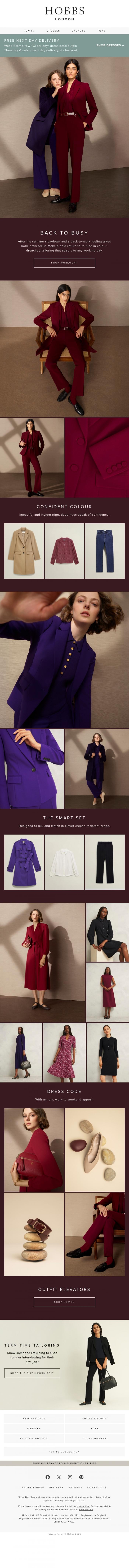 Email Design Inspiration from Hobbs, Back to Busy: Impactful weekday heroes.