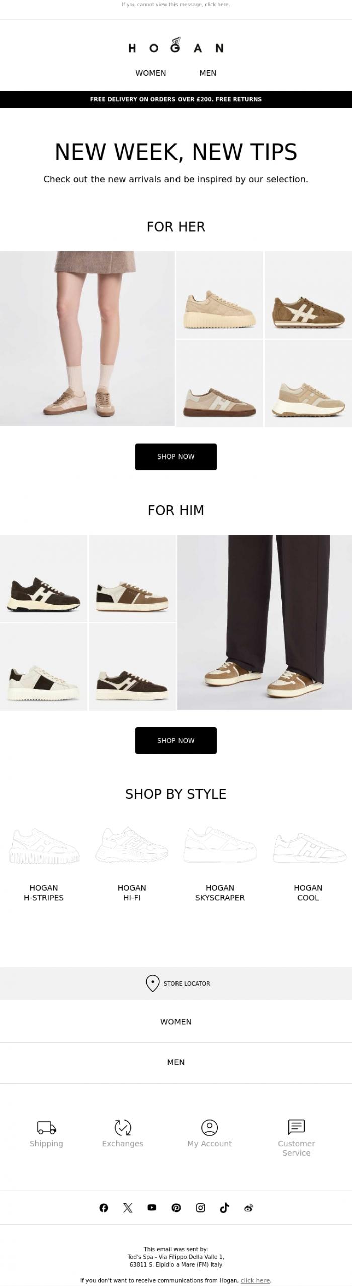 Email Design Inspiration from HOGAN, New week, new tips