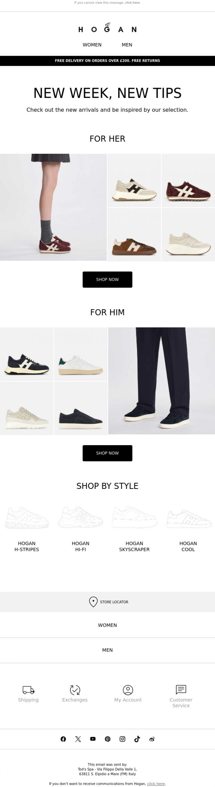 Email Design Inspiration from HOGAN, New week, new tips