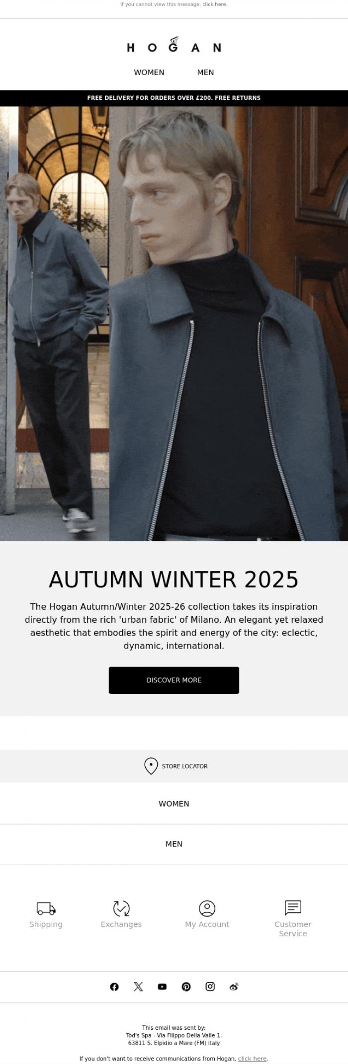 Email Design Inspiration from HOGAN, Discover the Hogan Autumn Winter 2025 campaign