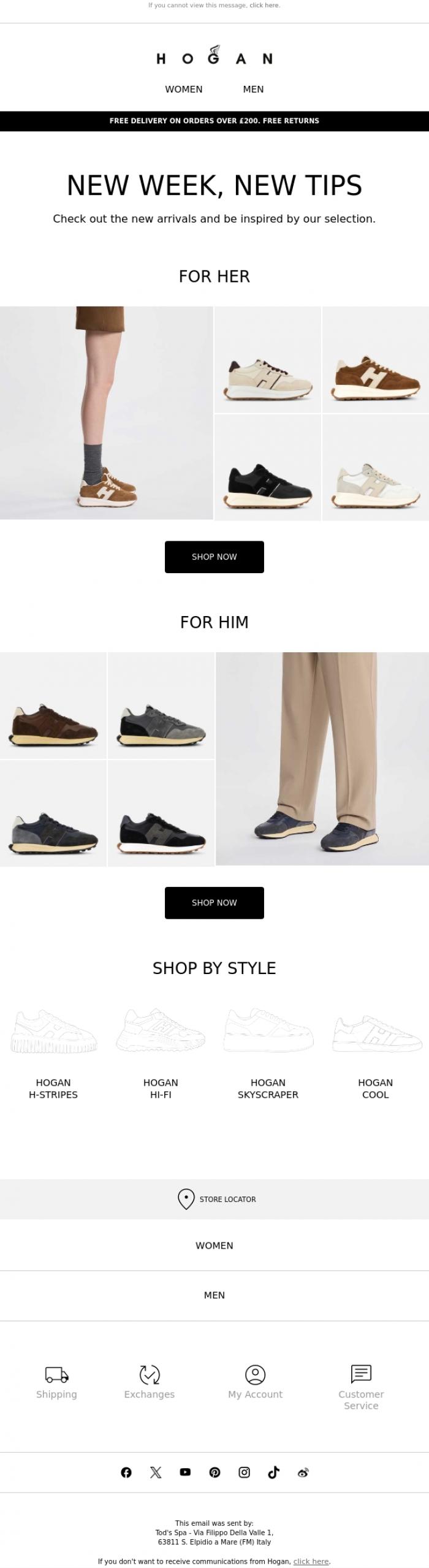 Email Design Inspiration from HOGAN, New week, new tips
