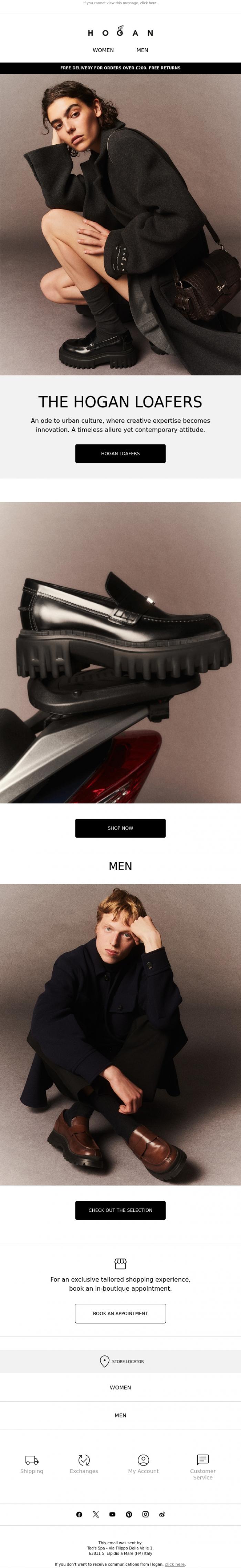 Email Design Inspiration from HOGAN, The Hogan loafers