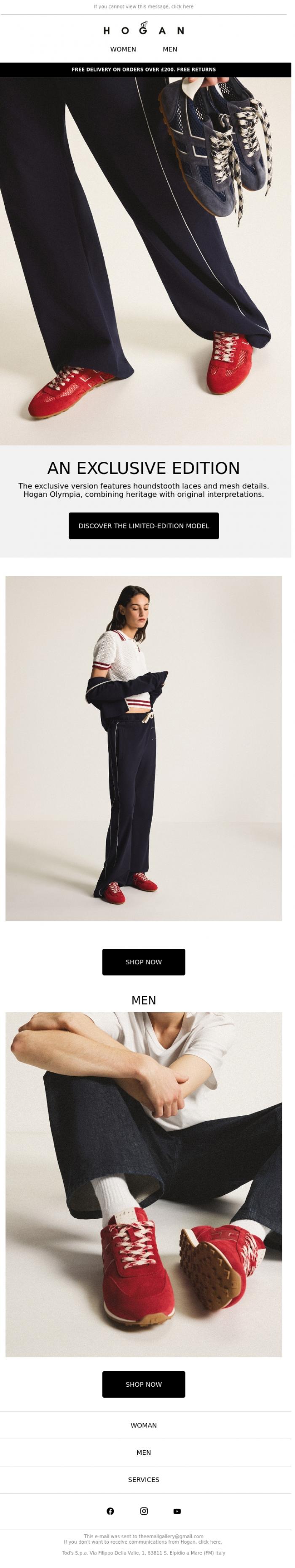 Email Design Inspiration from HOGAN, An exclusive edition