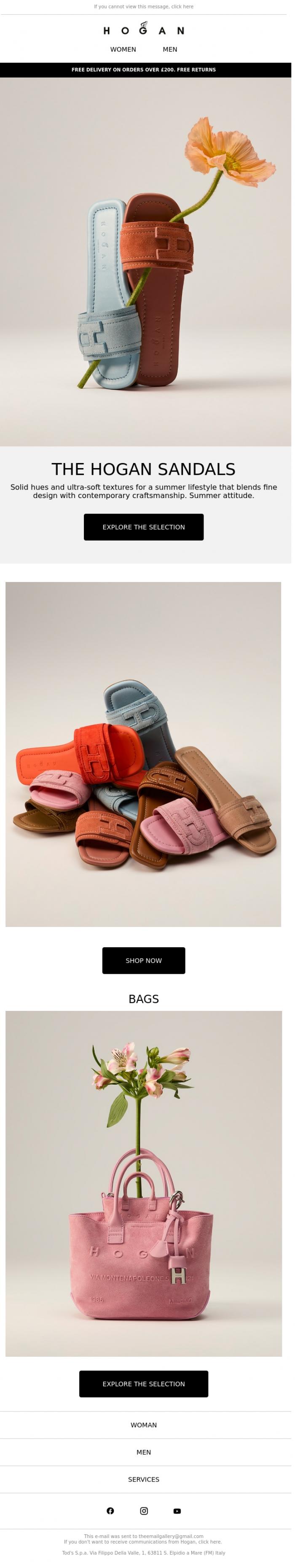 Email Design Inspiration from HOGAN, The Hogan Sandals